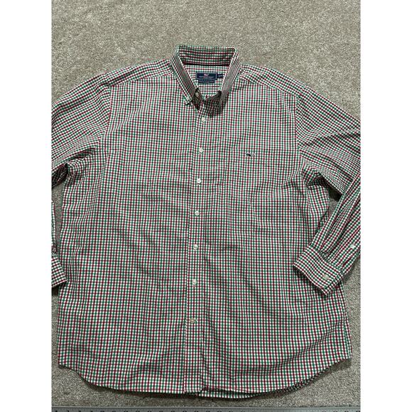 Vineyard Vines Slim Fit Tucker Men's XXL Red & Green Plaid Dress Shirt Christmas - Picture 3 of 8